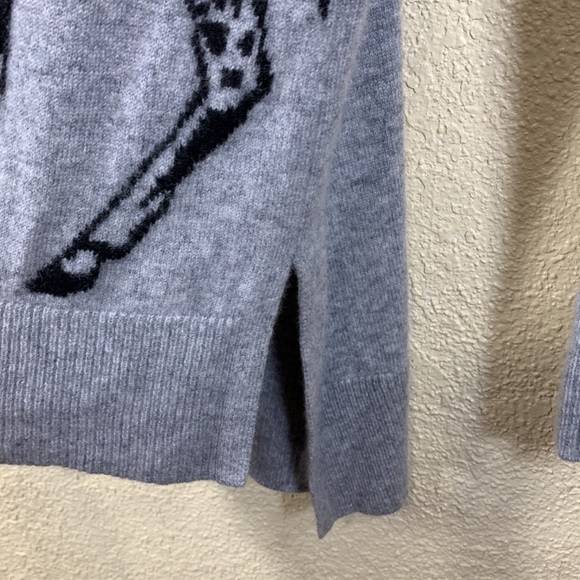 Peck & Peck Sweater Gray with Giraffe Design M 100% Cashmere SOFT - Picture 6 of 12